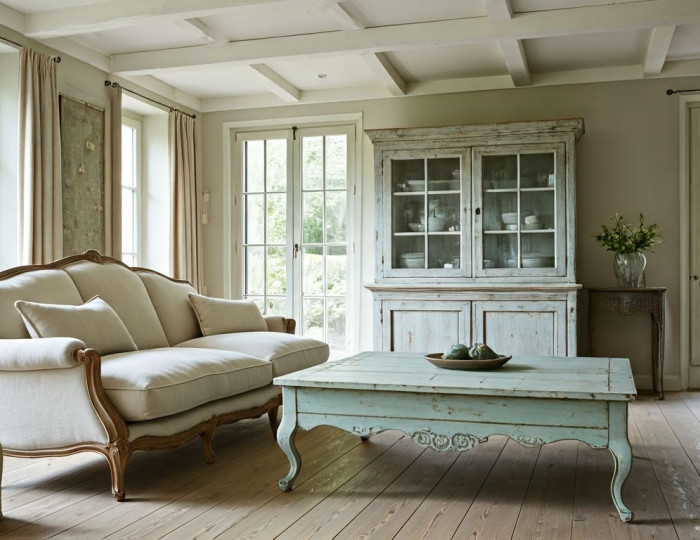 Как создать гостиную в стиле Прованс: мебель, цвета и материалы