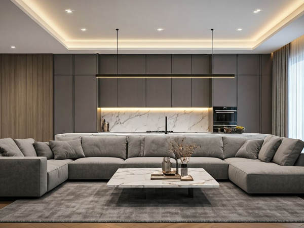 Организация пространства и освещения в гостиной и кухне гостиной Организация пространства и освещения в гостиной и кухне гостиной