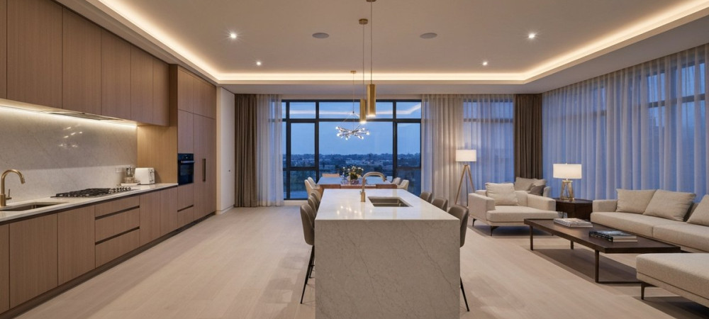 Как спланировать освещение в кухне-гостиной: гайд по зонированию и выбору светильников