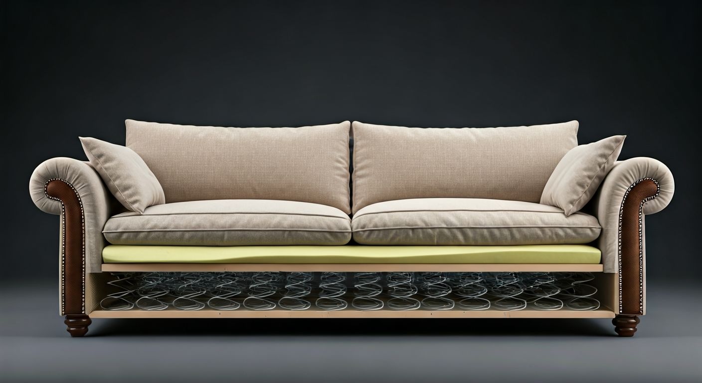 ракурс каркаса и наполнителя дивана