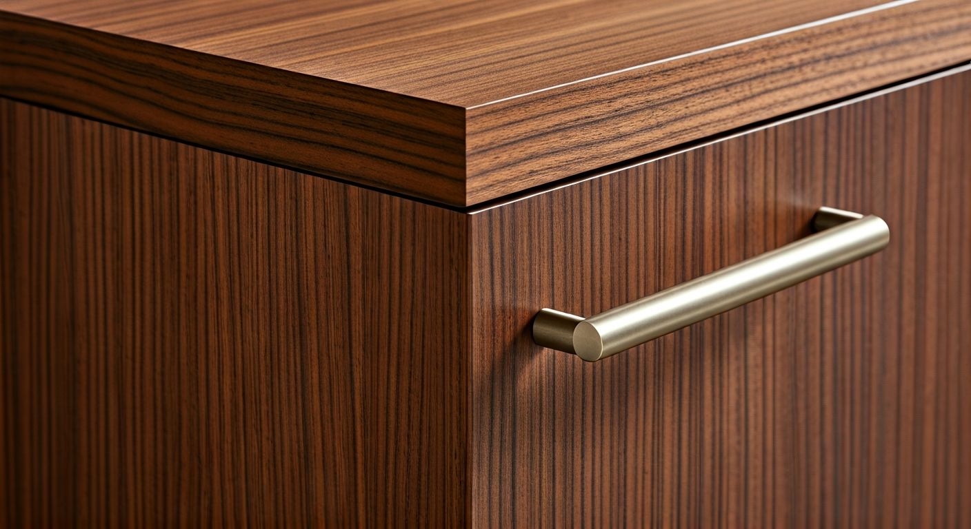 детализация деревянного шкафа с фурнитурой