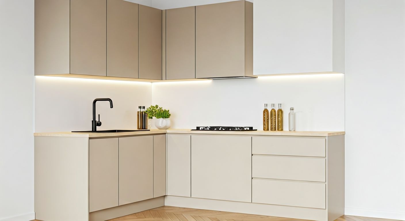 Компактная угловая кухня с подсветкой