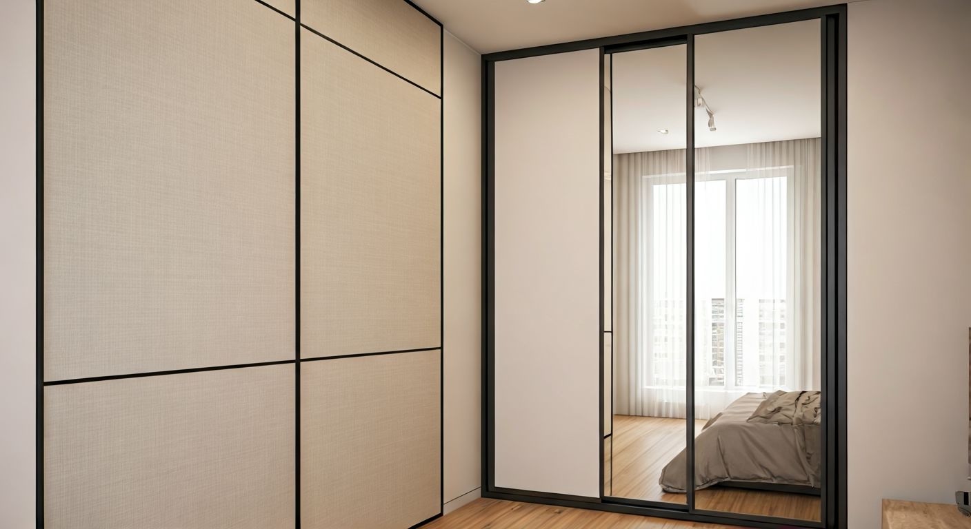 ракурс шкафа-купе с зеркальными дверями