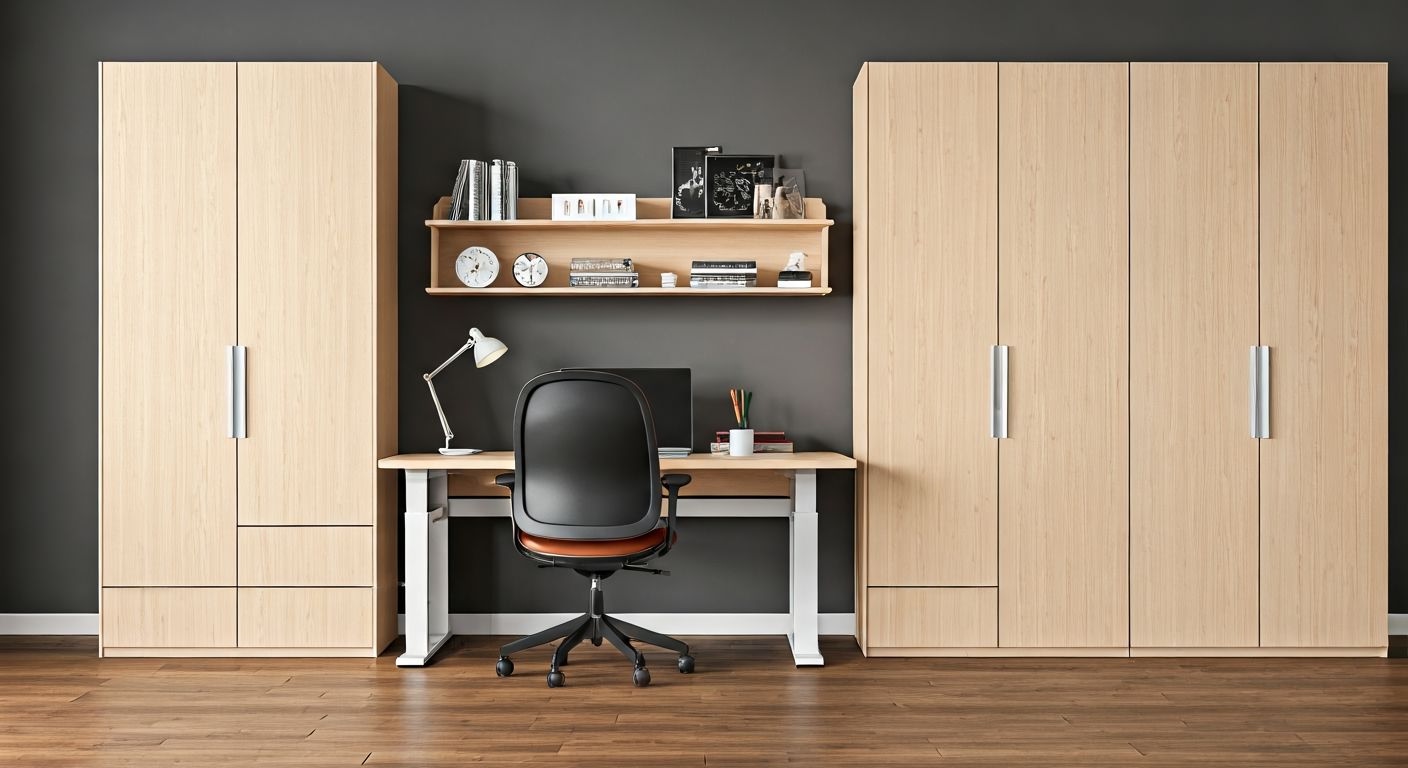минималистичная подростковая мебель стол и шкаф
