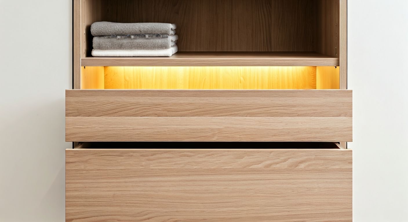 Детальный план выдвижных ящиков и полок