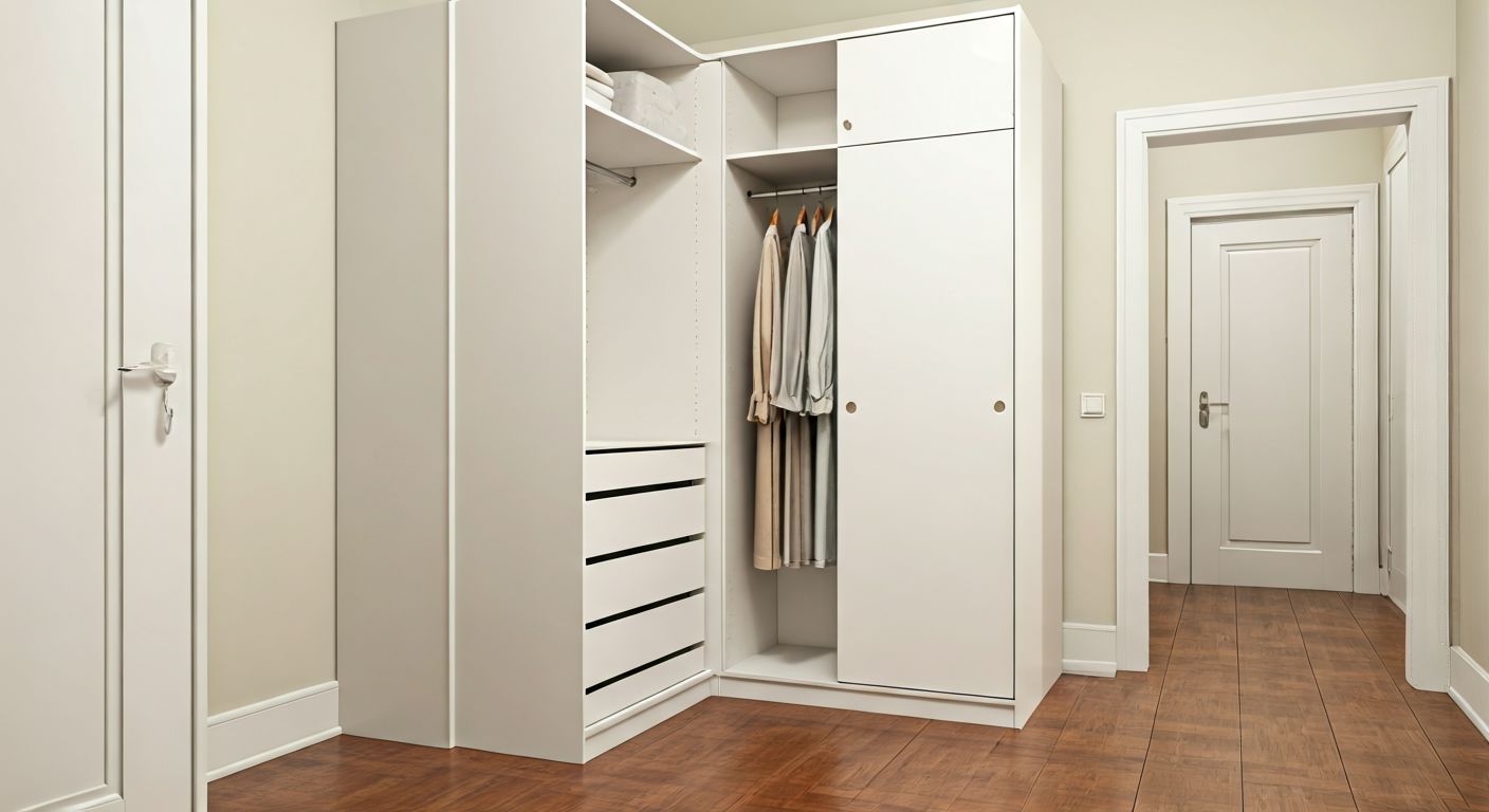 угловая гардеробная система в нише