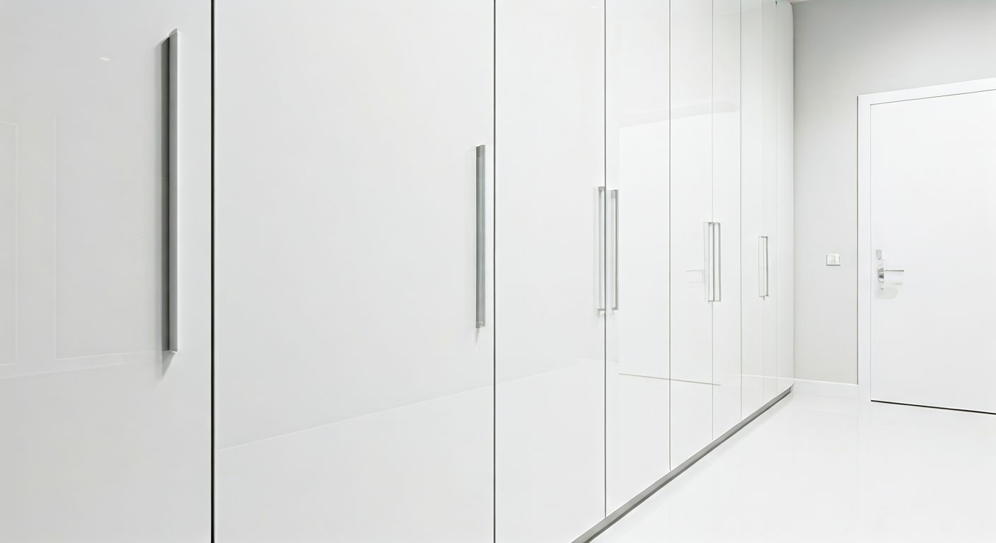 глянцевый белый шкаф в стиле хай-тек