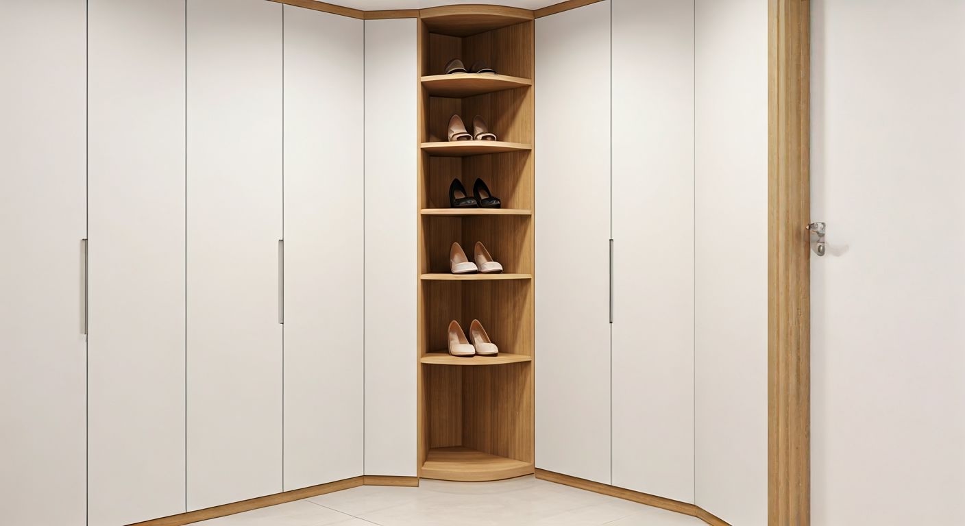 Угловой шкаф в нише маленькой прихожей