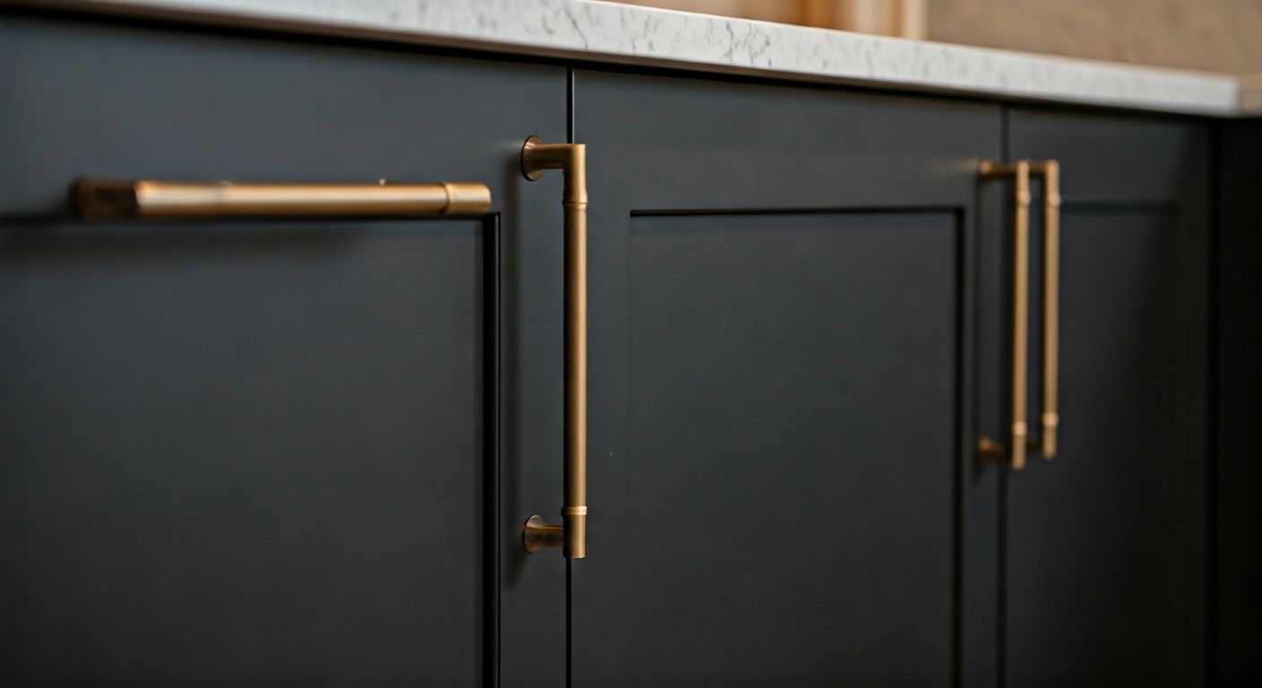 Графитовые шкафы с латунными ручками