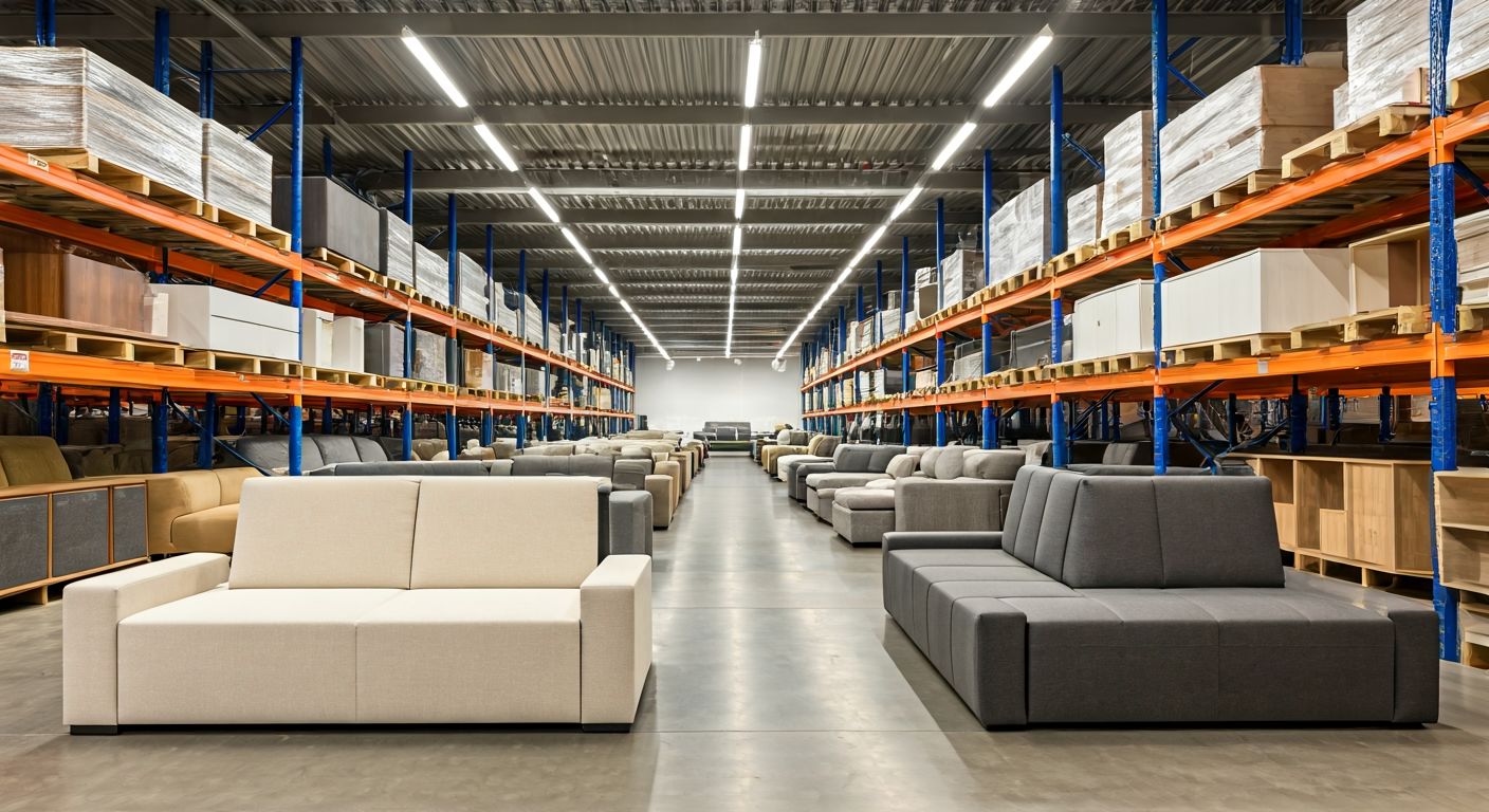 Интерьер классического современного мебельного магазина