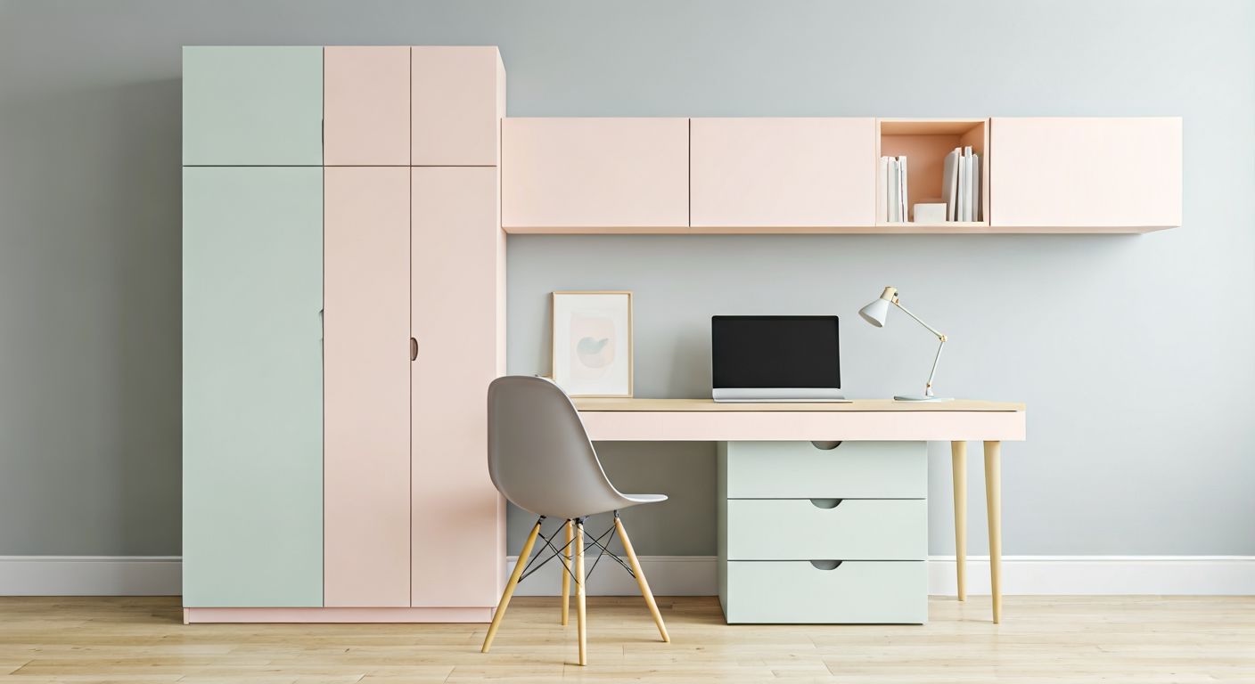 Рабочий уголок с легкой модульной мебелью