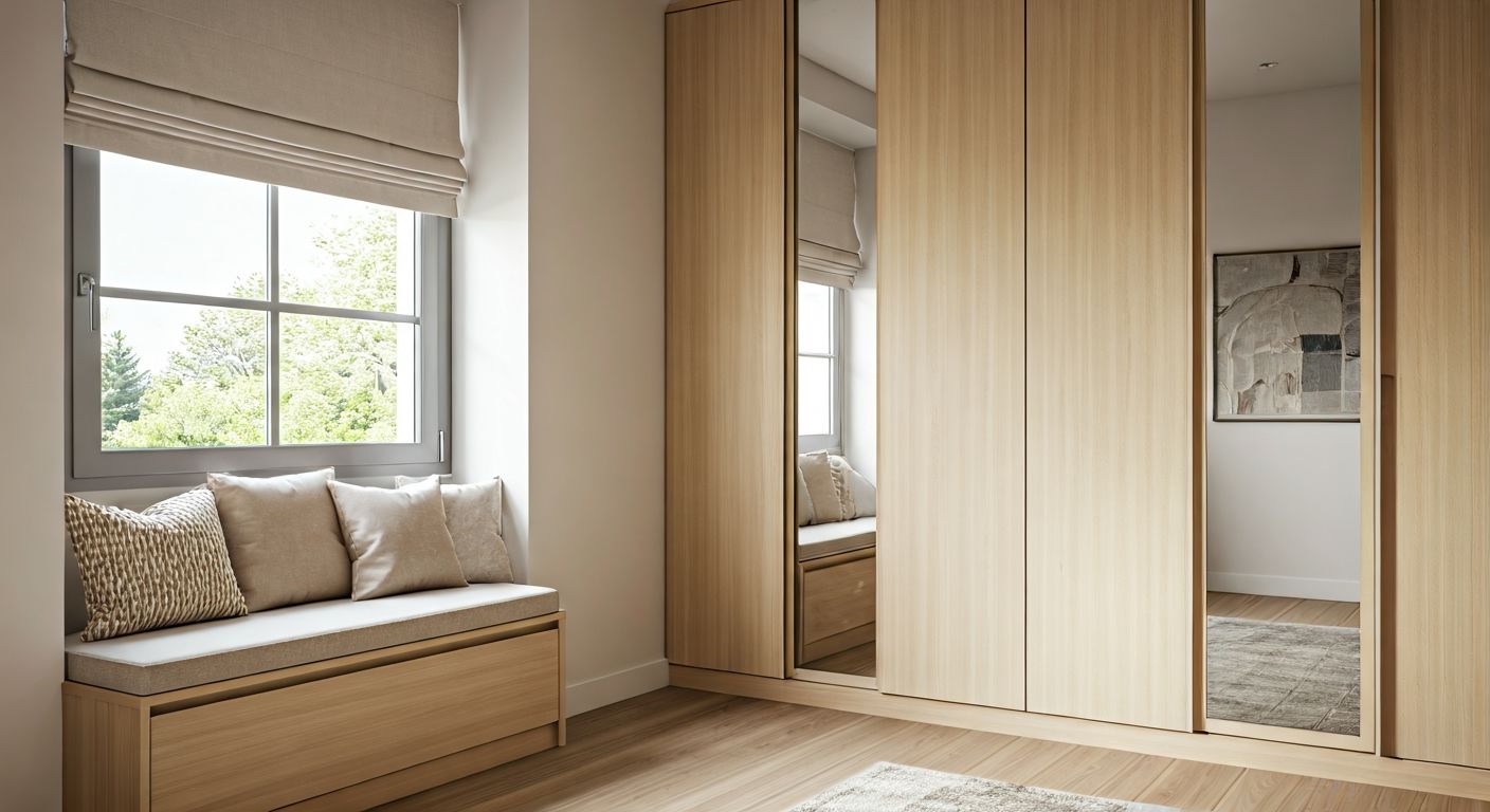 Встроенный шкаф и мягкий подоконник