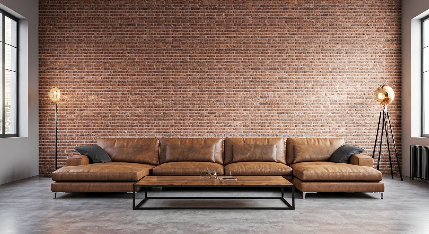 Роскошная лофт-гостиная без людей