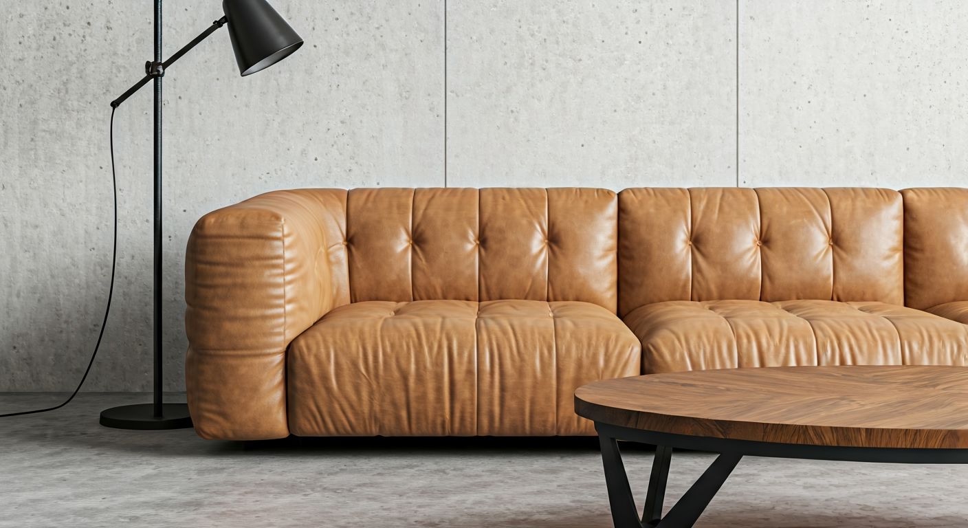 Угловой ракурс на кожаный модульный диван