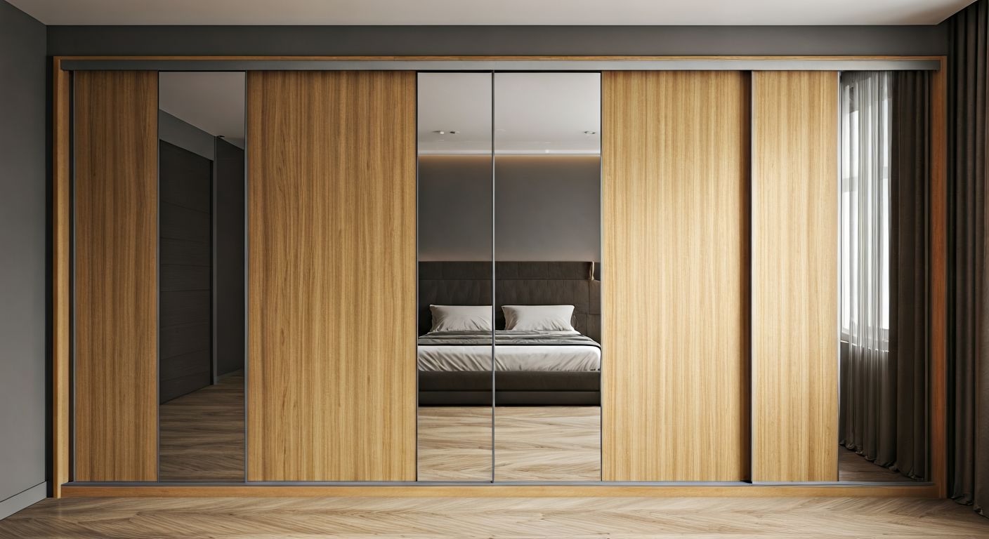роскошный встроенный шкаф-купе в спальне