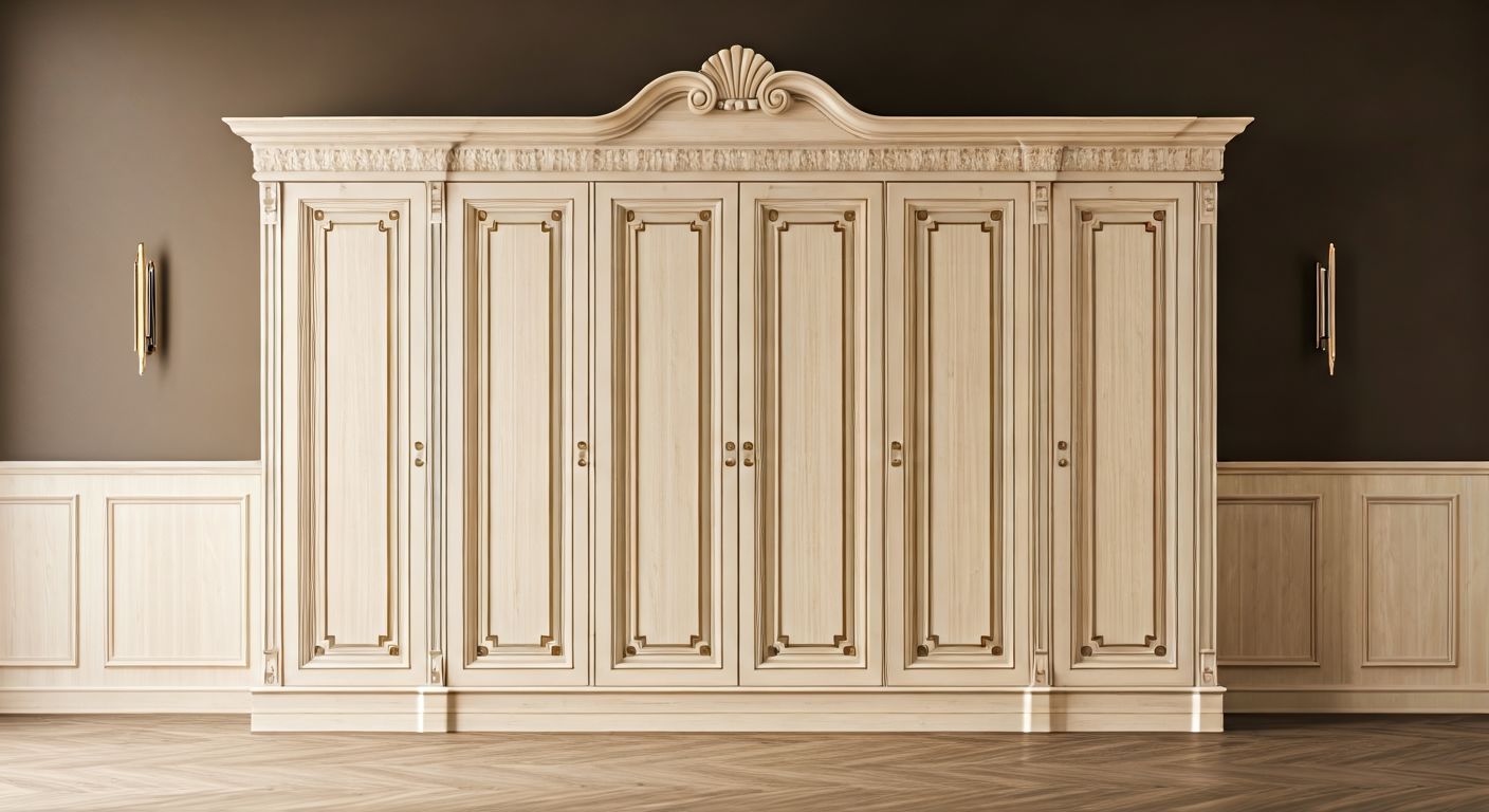 классический шкаф-купе с декоративной фрезеровкой