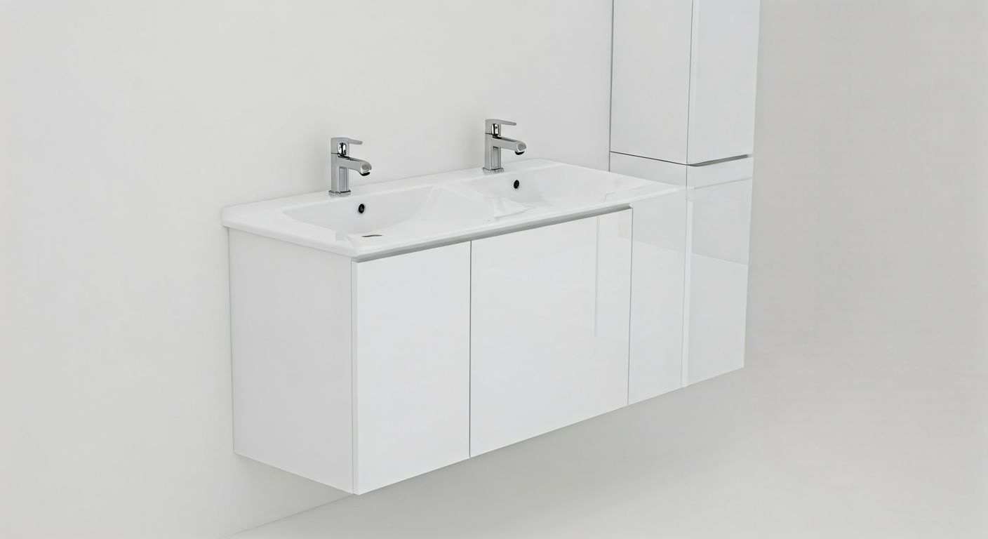 двойная подвесная тумба с глянцем