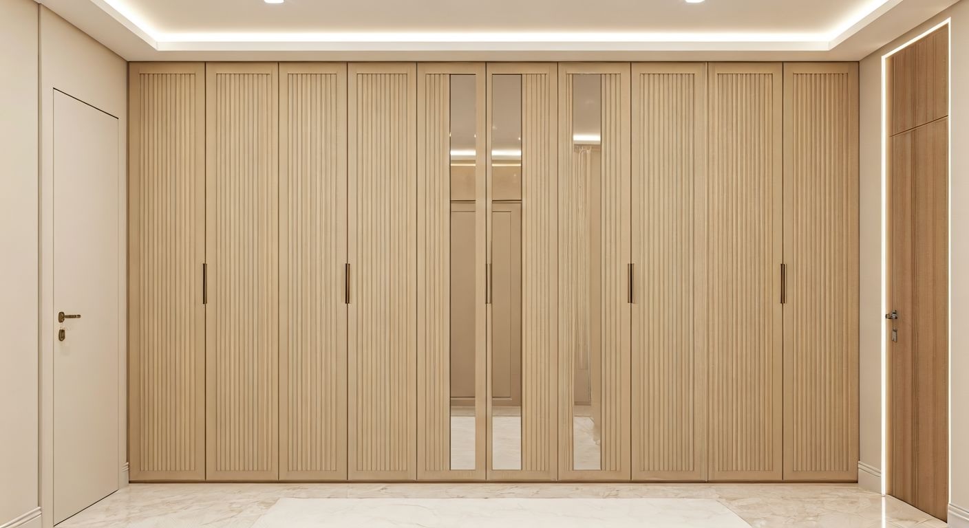 Роскошная прихожая с зеркальными фасадами