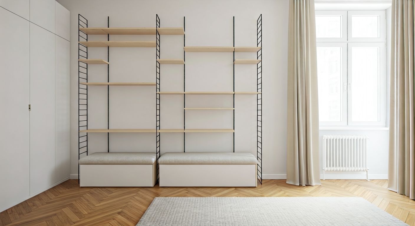 Стеллаж-перегородка с интегрированным хранением