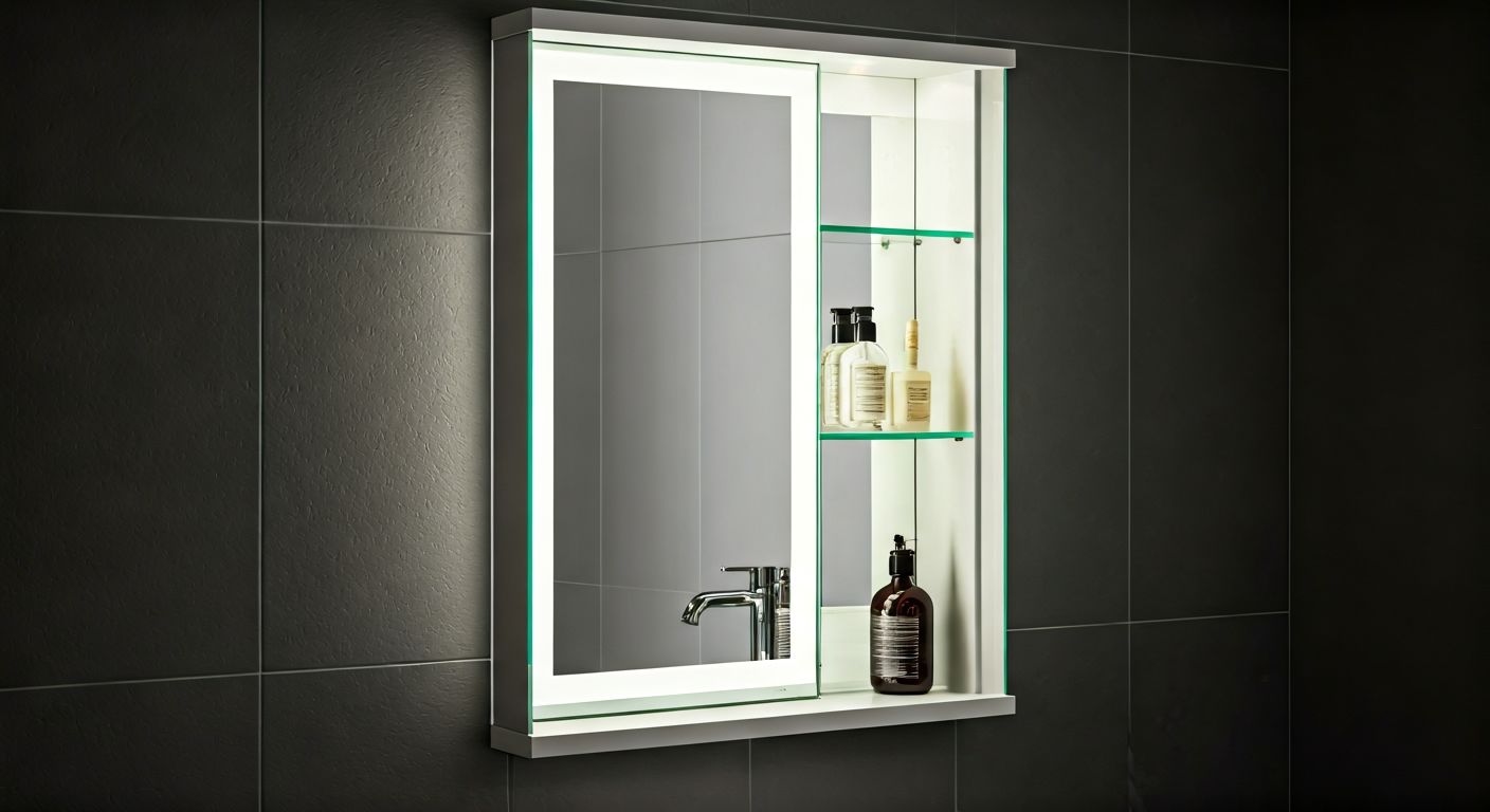 Зеркальный шкаф с подсветкой и полками