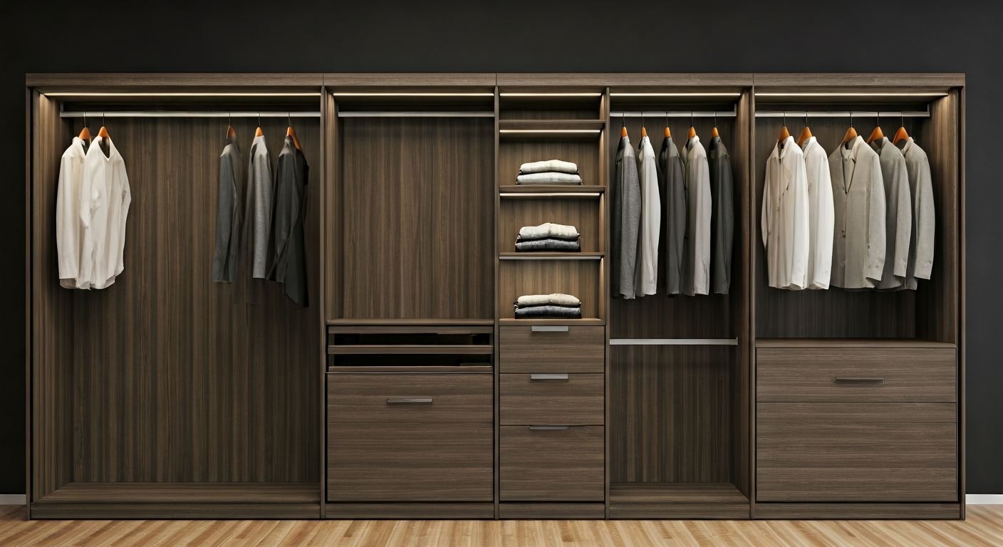 модульный шкаф-купе с открытыми дверями