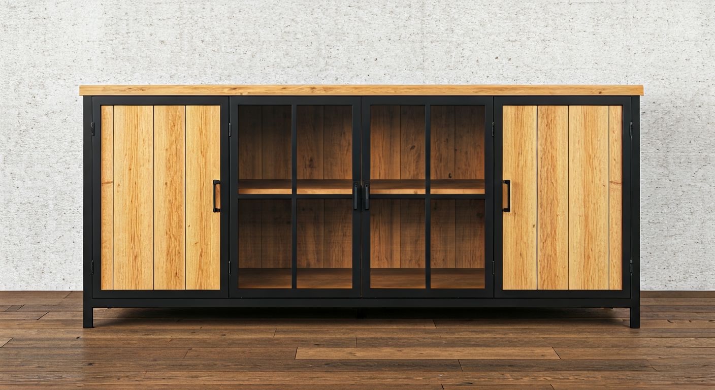 Буфет лофт из дуба и металла