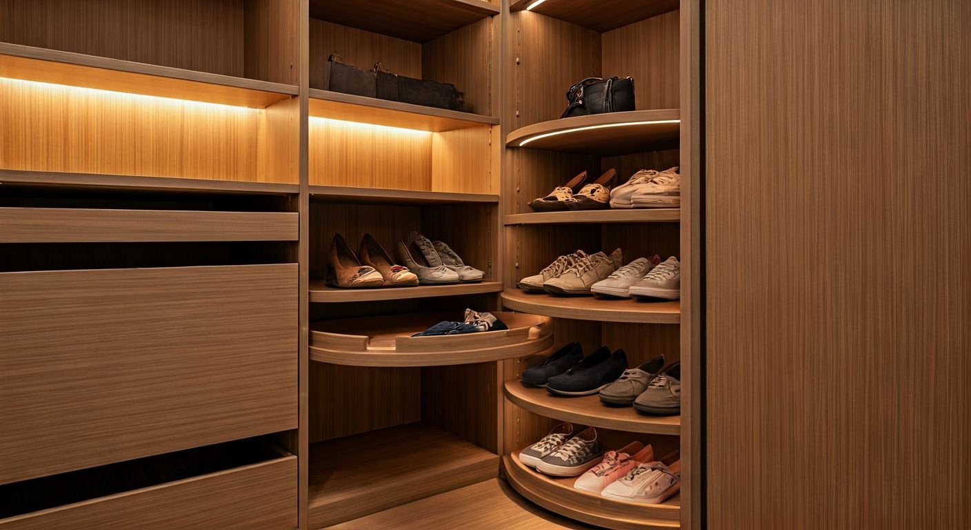 Угловые полки с вращающимися лотками