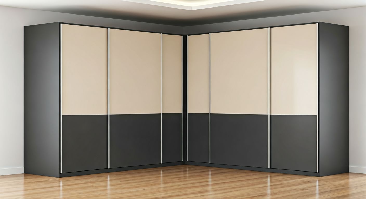 Роскошный угловой шкаф-купе крупным планом