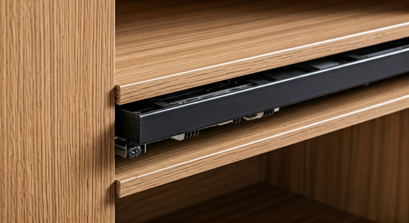 Детальный ракурс тихой направляющей шкафа-купе