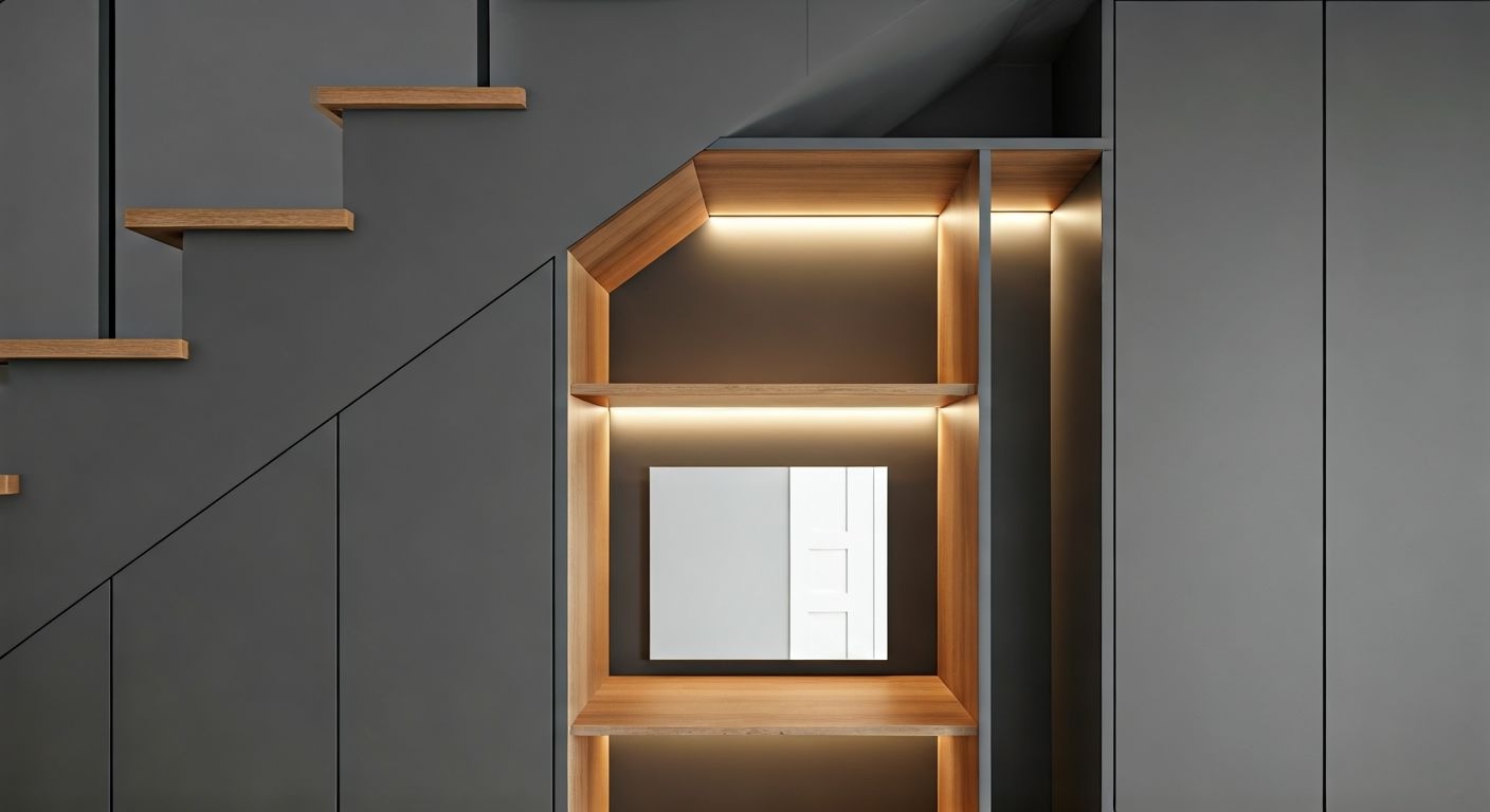 Индивидуальный встроенный шкаф под лестницей