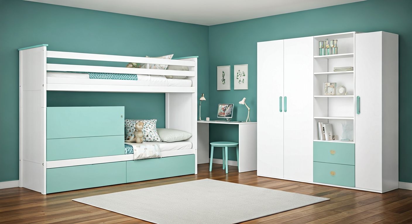 функциональная детская комната в пастели