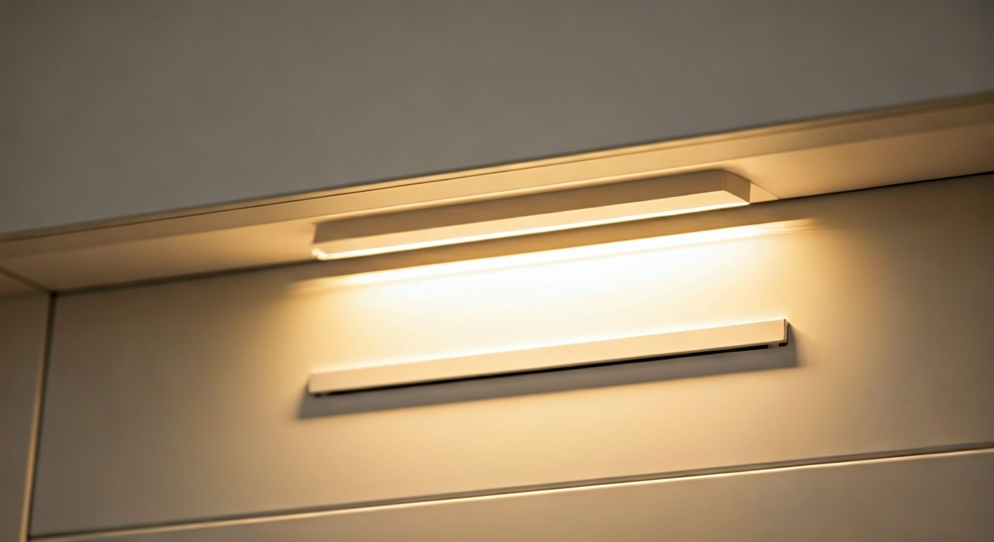 Деталь подсветки над дверью встроенного шкафа