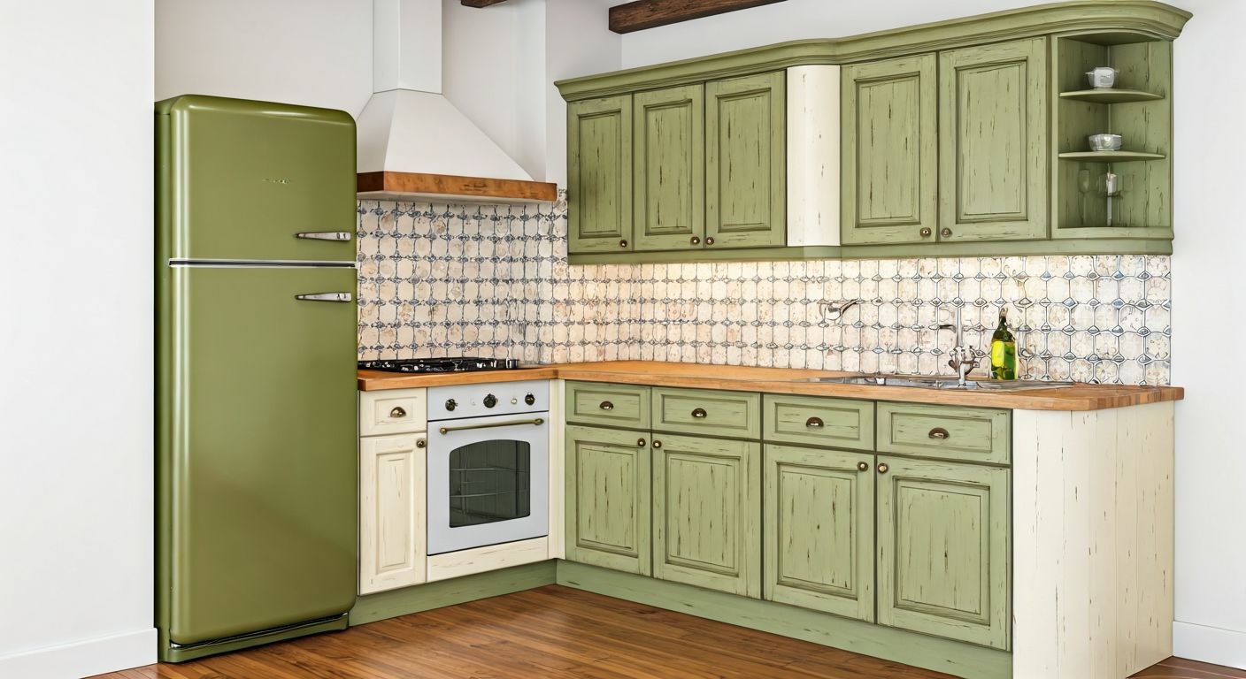 Угловая компактная кухня прованс в интерьере