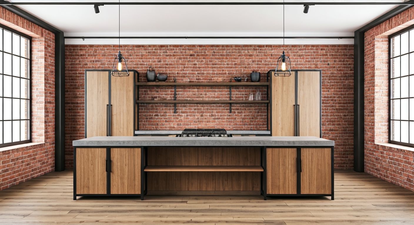 Роскошная лофт-кухня с большим островом