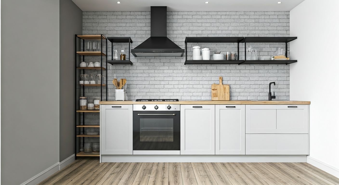 Светлая компактная лофт-кухня без излишеств