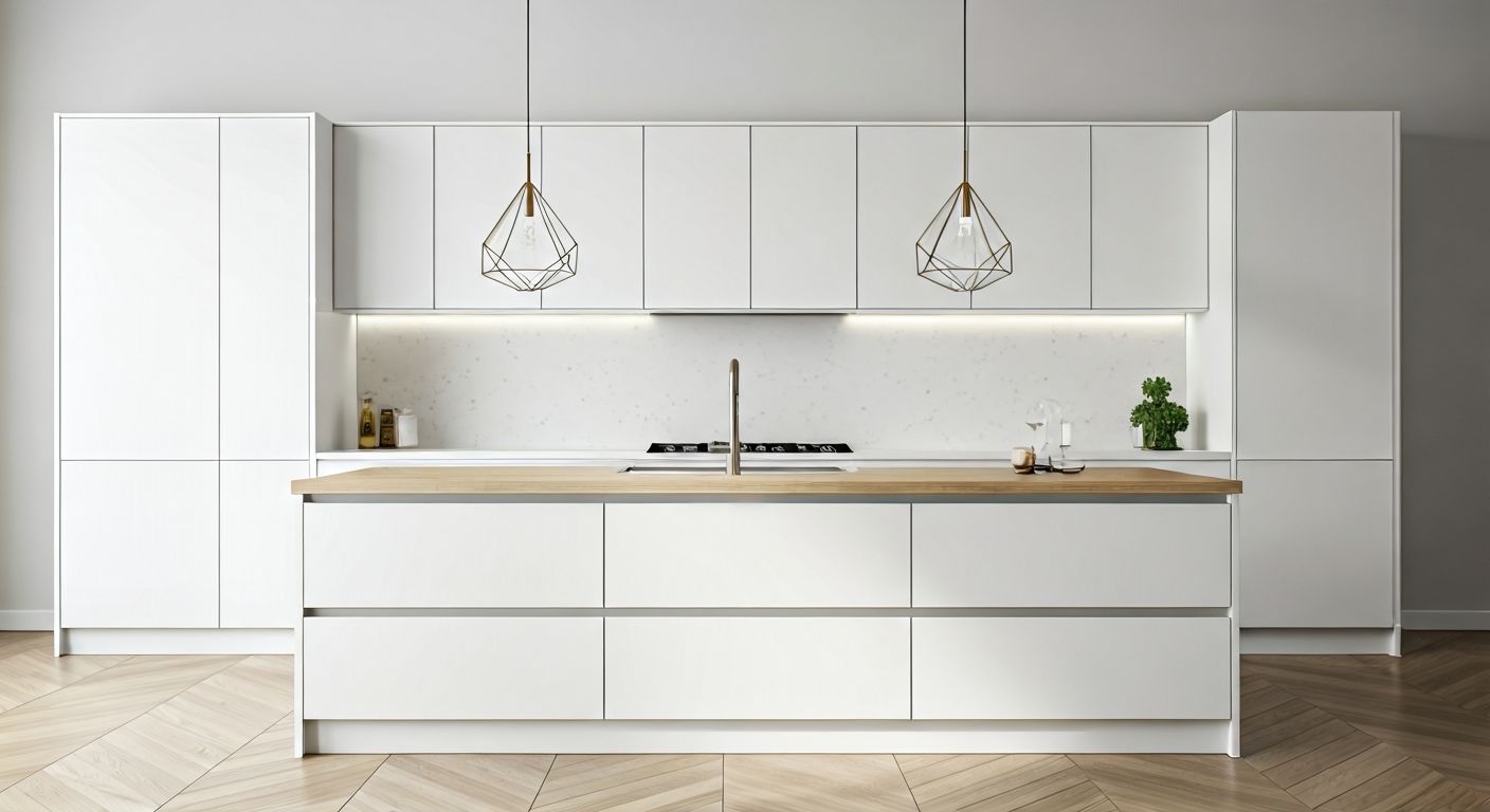 Роскошная светлая скандинавская кухня