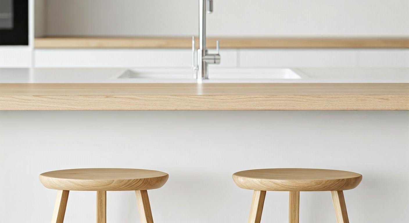 Кухонный остров с деревянной столешницей