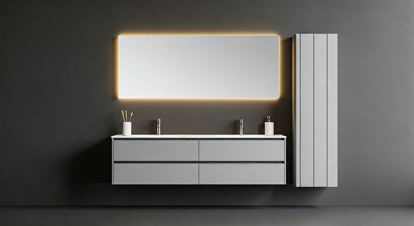 Современная подвесная тумба и шкаф