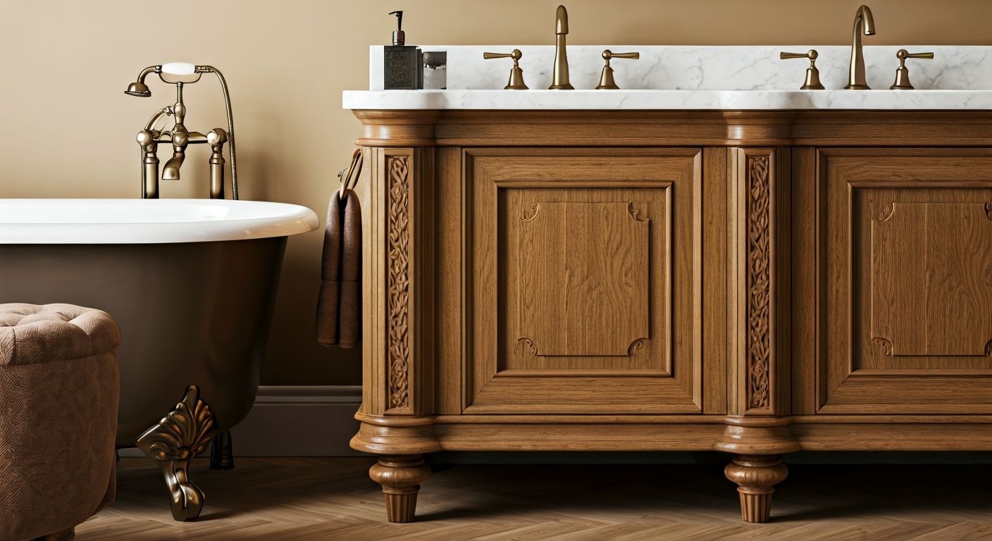 Неоклассическая ванная с резными фасадами