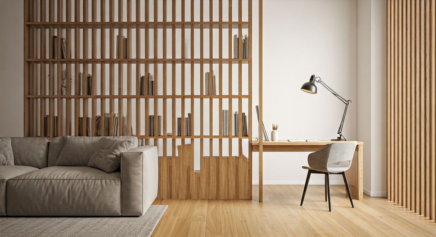 Гостиная с интегрированным рабочим пространством