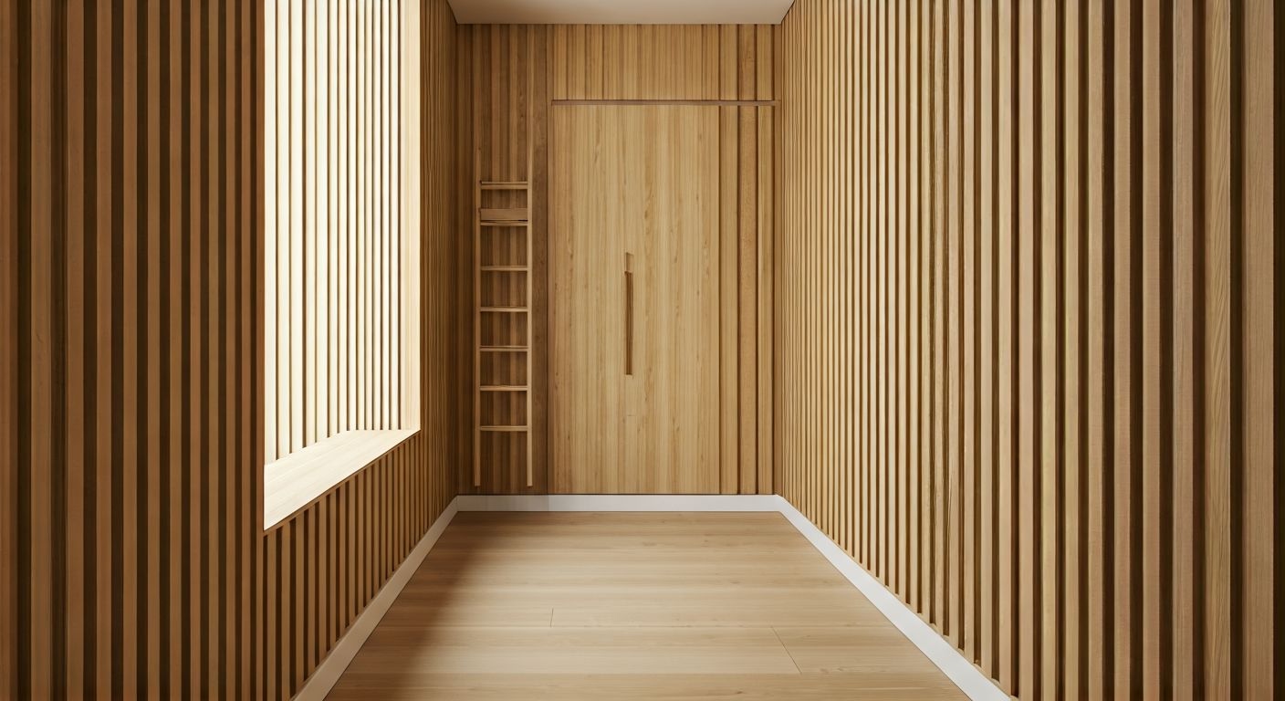 узкая линейная библиотека с выдвижной лестницей