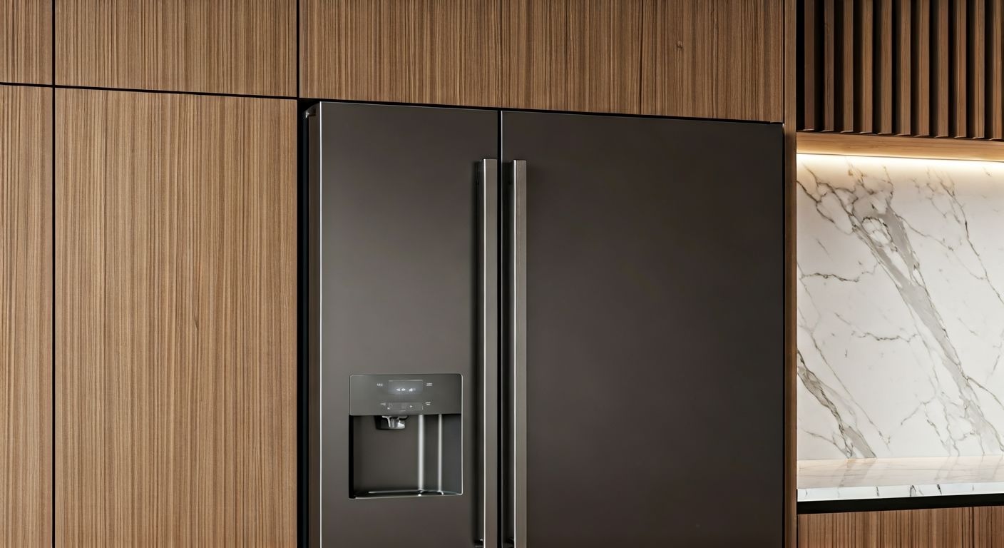 люксовая встроенная кухня с холодильником