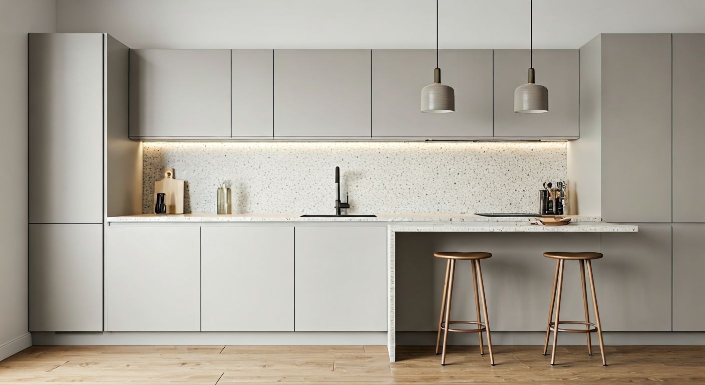 Компактная полуостровная кухня в нише