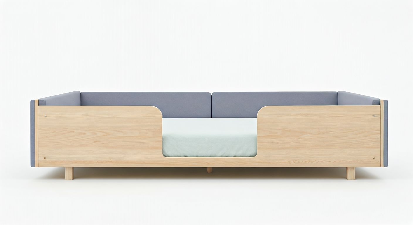 низкая кровать с мягкими бортами