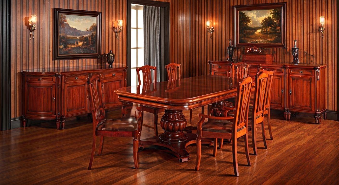 Роскошная гостиная с красным деревом