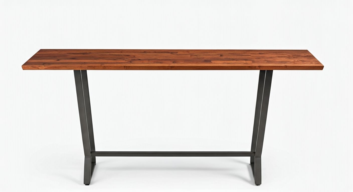 Минималистичный консольный стол из сапеле и металла