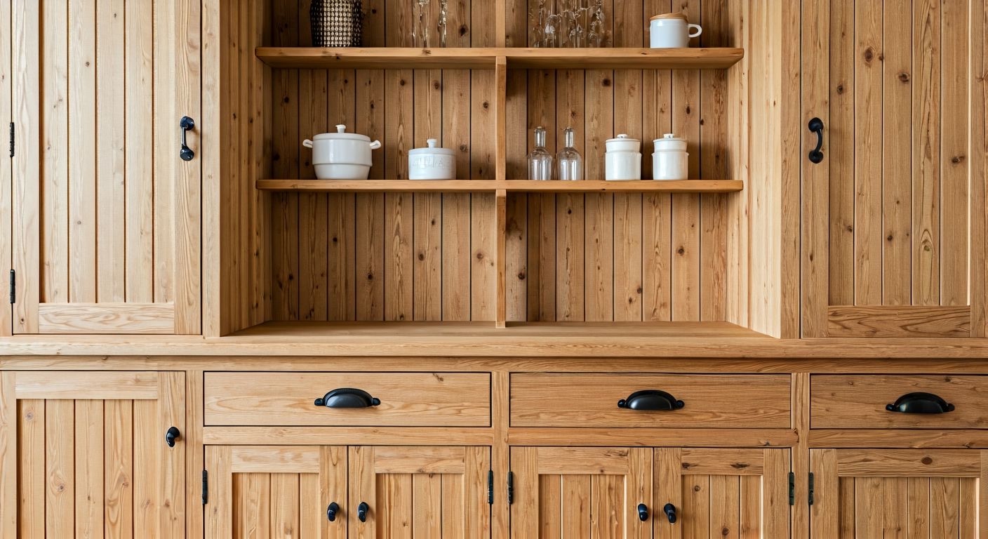 Кантри-кухня из сосны с брашировкой