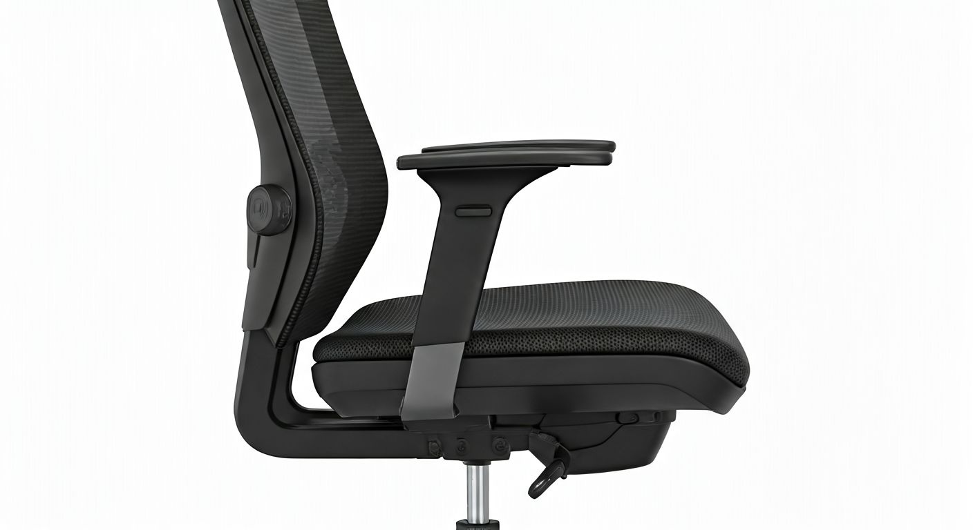 Боковой вид сетчатого эргономичного кресла в офисе