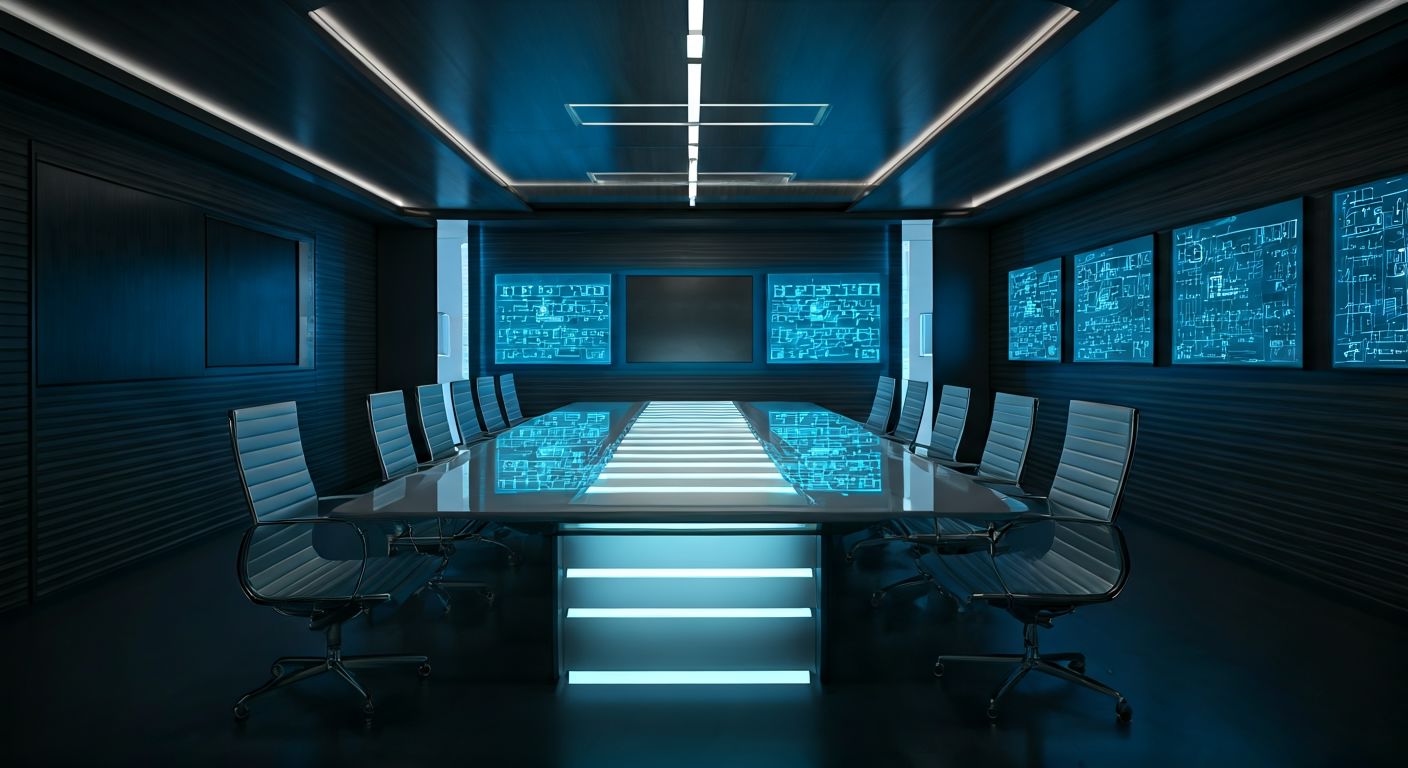 Хай-тек переговорная со стеклом и хромом