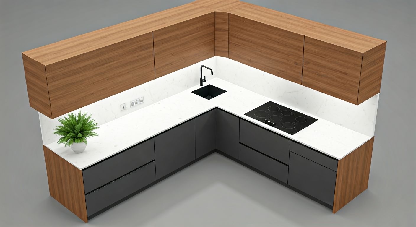 Вид сверху на элитную кухню